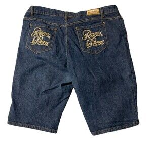 Rocawear Women's Jean Shorts 18 Bermuda Plus Bling Lettering High Rise